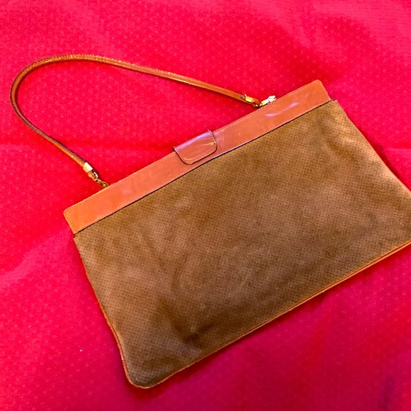 Vintage leather/suede clutch purse - Picture 2 of 6